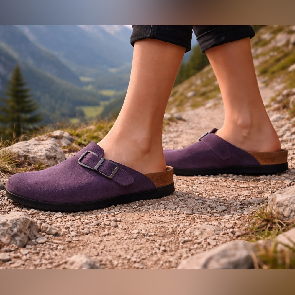 Birkenstock Purple Suede Clogs